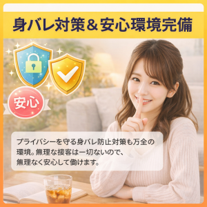 身バレ対策＆安心環境完備
